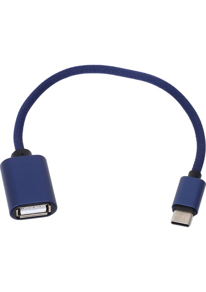 USB Otg Type C To Adapter Hızlı Şarj Type-C Şarj Cihazı Naylon Örgülü Veri Kablosu Dönüştürücü - Mavi (Yurt Dışından)