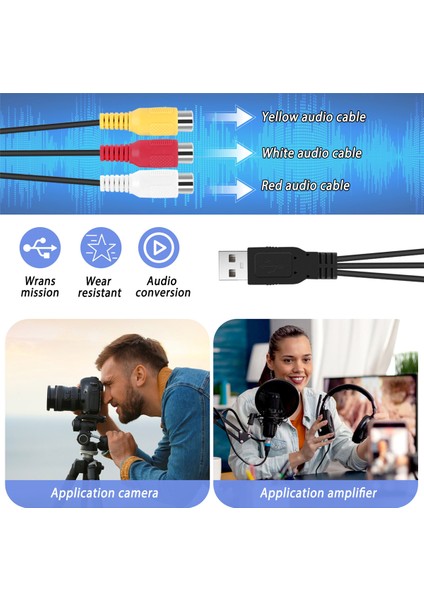 Usb'den 3rca Kablo Dişi 3 Rgb Video Av Kompozit Adaptör Dönüştürücü Kablo Bağlantı Ucu Tv Pc Dvr Için (Yurt Dışından)