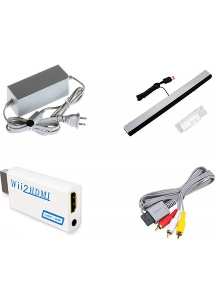 Ac Güç Adaptörü + Wii2 - Uyumlu Adaptör + Kablolu Hareket Sensörü Çubuğu + Abd Fişi Için Kompozit Ses Video Kablo Seti (Yurt Dışından)