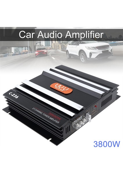 3800 W Araba Amfisi 2 Kanal Siyah Alüminyum Alaşımlı Yüksek Güçlü Stereo Ses Subwoofer Için (Yurt Dışından)