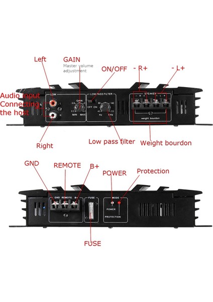 3800 W Araba Amfisi 2 Kanal Siyah Alüminyum Alaşımlı Yüksek Güçlü Stereo Ses Subwoofer Için (Yurt Dışından)