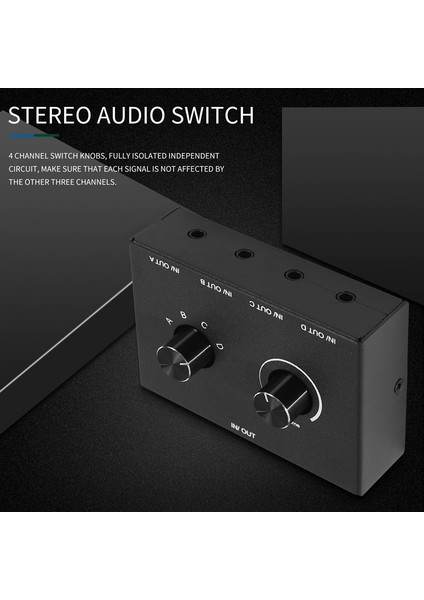4 Portlu Ses Anahtarı, 3,5 mm Anahtar, Stereo Aux Seçici, Giriş 1 Çıkış/1 Giriş Çıkış Anahtar Kutusu (Yurt Dışından)