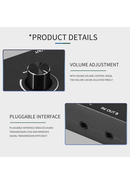 4 Portlu Ses Anahtarı, 3,5 mm Anahtar, Stereo Aux Seçici, Giriş 1 Çıkış/1 Giriş Çıkış Anahtar Kutusu (Yurt Dışından)
