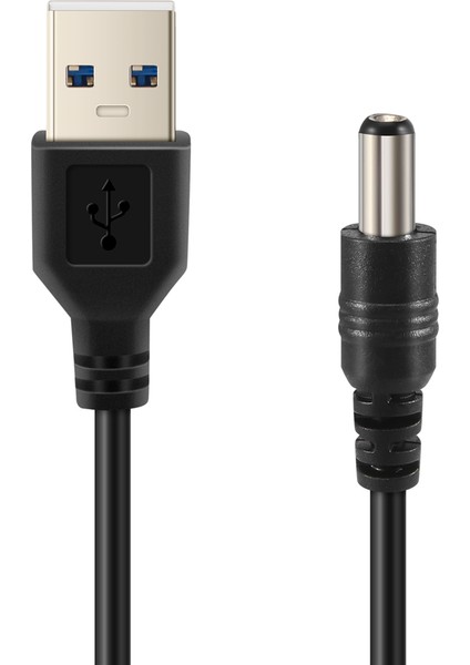 USB Kablosu 5.5mm / 2.1mm 5V Dc Barrel Jack Güç (Siyah, 75CM) (Yurt Dışından)