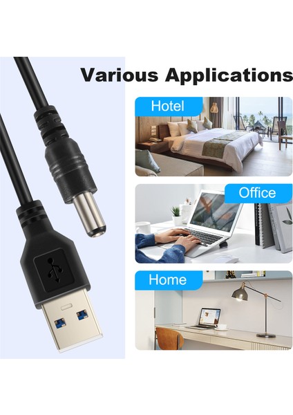USB Kablosu 5.5mm / 2.1mm 5V Dc Barrel Jack Güç (Siyah, 75CM) (Yurt Dışından) fırsatları
