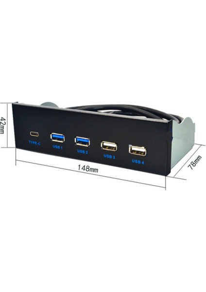 5.25 Inç Usb3.1 Gen2 Ön Panel USB Hub 2 Port Usb3.0+2 Usb2.0+1 Port Type-C ile Type-E Konnektör (Yurt Dışından)