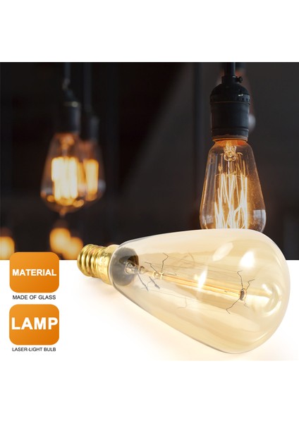 Vintage Ampuller E14 220V ST48 Akkor 25W 40W 60W Filament Retro Işık Sarkıt Lamba Için (Yurt Dışından)