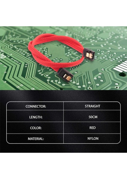 50CM Sata 3.0 Iıı Sata3 7pin Veri Kablosu 6gb/s SSD Kabloları HDD Sabit Disk Kablosu Naylon Kılıflı Premium Sürüm (Kırmızı) (Yurt Dışından) fiyatları