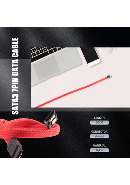 50CM Sata 3.0 Iıı Sata3 7pin Veri Kablosu 6gb/s SSD Kabloları HDD Sabit Disk Kablosu Naylon Kılıflı Premium Sürüm (Kırmızı) (Yurt Dışından) fırsatları