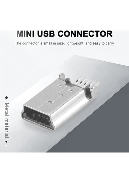 10 Adet Mini USB Tip B Erkek 180 Derece 5 Pin Smd Smt Lehimleme Jak Konnektörü Için (Yurt Dışından)