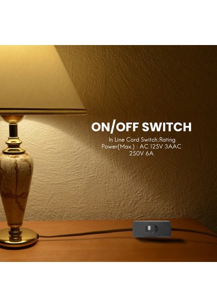 10 Adet AC125V 3A 250V 6A Siyah On/off Hat Içi Kablo Anahtarları Yatak Odası Için (Yurt Dışından)