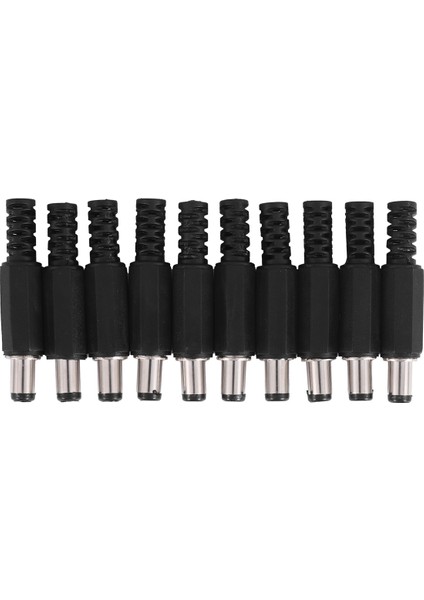 10 Adet 5.5x2.1mm Erkek Lehim Dc Namlu Ucu Fiş Jakı Düz Konnektörler Dc Güç Kaynağı LED Işıklar Anahtarı Siyah (Yurt Dışından)