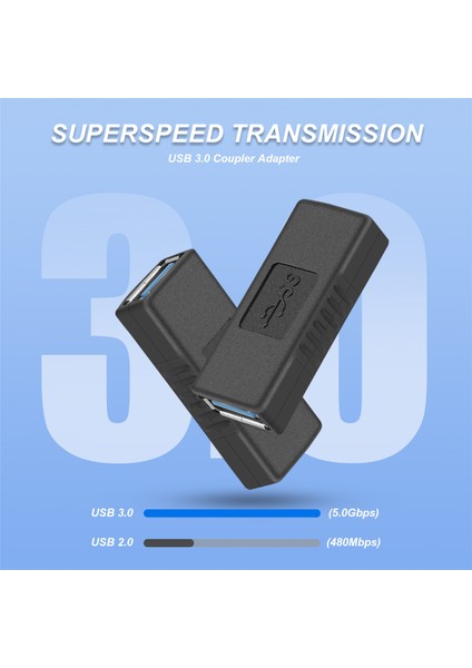 2 Adet USB 3.0 Tip A Dişi Adaptör Bağlantı Parçası Cinsiyet Değiştirici Konnektör (Yurt Dışından)