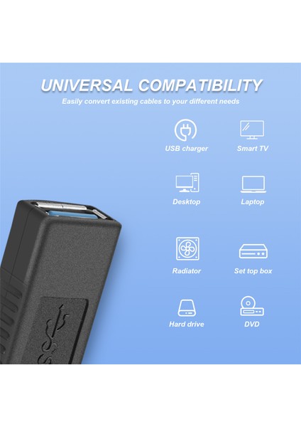 2 Adet USB 3.0 Tip A Dişi Adaptör Bağlantı Parçası Cinsiyet Değiştirici Konnektör (Yurt Dışından)