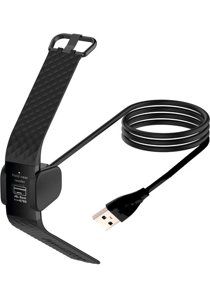 Charge 3 Şarj Cihazı, Yedek Şarj Cihazı Şarj Kablosu Veya Kordonu Kalp Atış Hızı ve Fitness Bilekliği (Siyah) (Yurt Dışından)