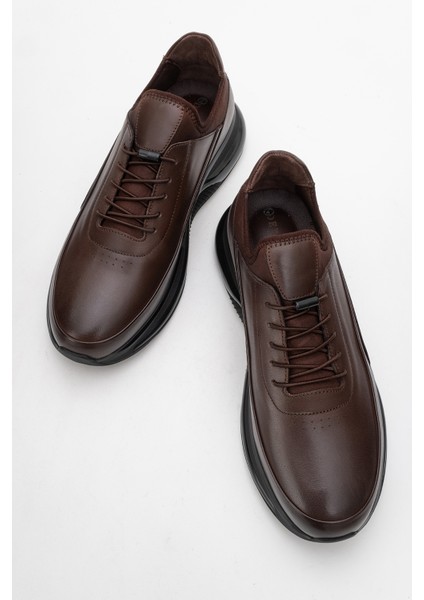 Erkek Kalın Taban Comfort Sneaker Deri Cr 2440 Kahverengi