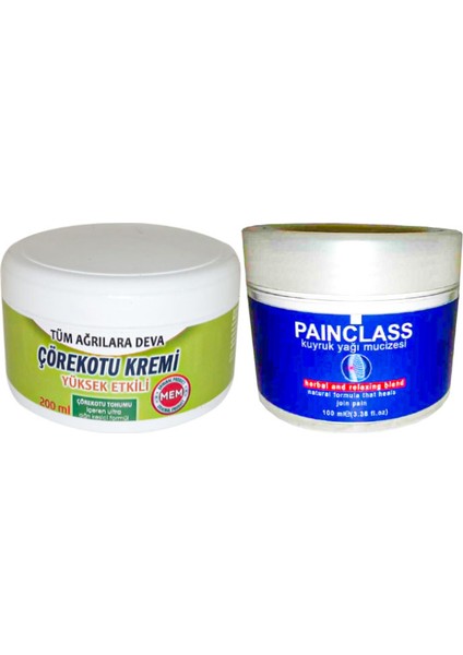 2 Tane Çörek Otu Kremi Büyük XL Boy 200 ml Green + 100 ml Painclass Kuyruk Yağı Kremi