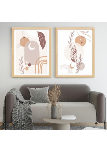 3'lü Bohem Naturel Desen Foreks Tablo
