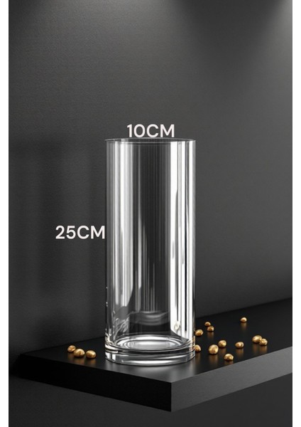 Aralsa 10 Çap 15-20-25 cm 3 Lü Set El Işçiliği Silindir Cam Vazo, Akvaryum , Dekor , Sürahi , Dekoratif, Saksı indirimleri
