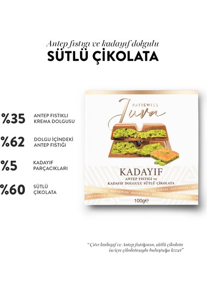 Juva Antep Fıstığı ve Kadayıflı Dubai Çikolatası 100g