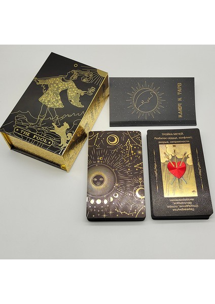Altın Varak Tarot Rus Deluxe Kehanet Tarot Kartları Tahmini Tahta Oyunları Rusya Pazarı Için (Yurt Dışından)