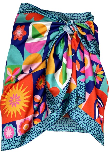 Mercan Patcwork Blue/oranj Pareo (Iç Göstermez) 50*145 cm
