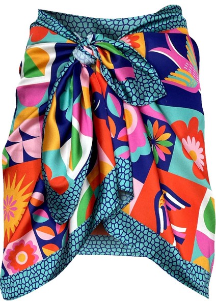 Mercan Patcwork Blue/oranj Pareo (Iç Göstermez) 50*145 cm