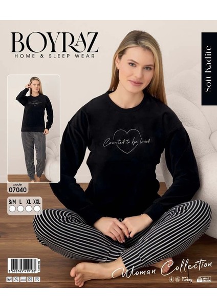 07040 Bayan Soft Kadife Pijama Takımı