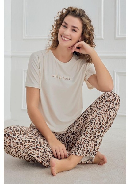 Kadın Kısa Kol Petrol Pijama Takımı 30102-74