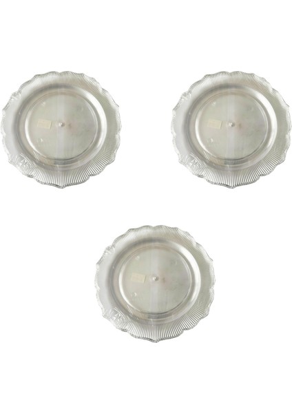 Plastik Sert Mika Şeffaf Tabak - Parti Sunum Yemek Tabağı - Yuvarlak - 26 cm . - 6 Adetlik 3 Paket