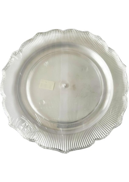 Plastik Sert Mika Şeffaf Tabak - Parti Sunum Yemek Tabağı - Yuvarlak - 26 cm . - 6 Adetlik 5 Paket