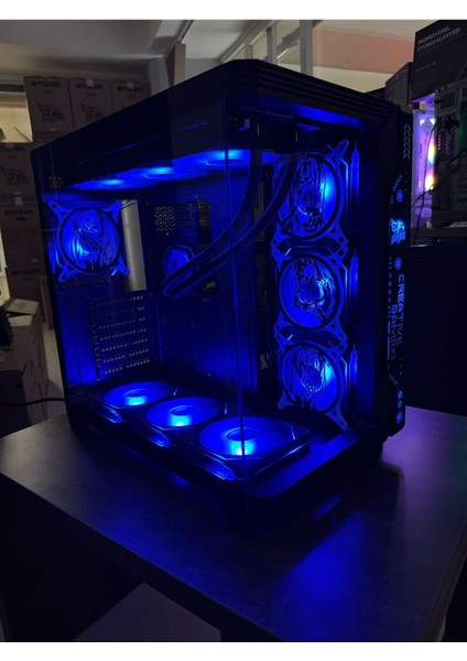 7 Argb Anime Karakterli Fanlı Pc Kasası 850W 80 Plus Bronze Powerli 360MM Sıvı Soğutmalı ( Siyah )