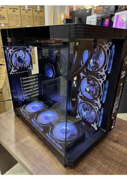 7 Argb Anime Karakterli Fanlı Pc Kasası 850W 80 Plus Bronze Powerli 360MM Sıvı Soğutmalı ( Siyah )