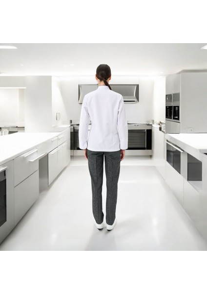 Chefpro Elite Şef Ceketi Kadın Beyaz Alpaka Aşçı Kıyafeti