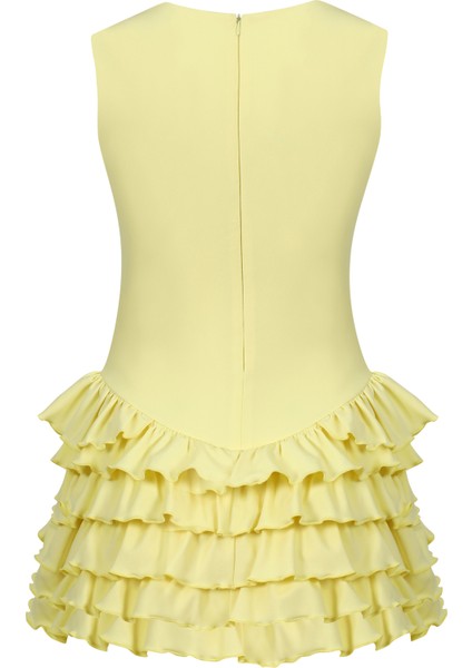 Sardinya Halter Yaka Fırfırlı Şortlu Elbise