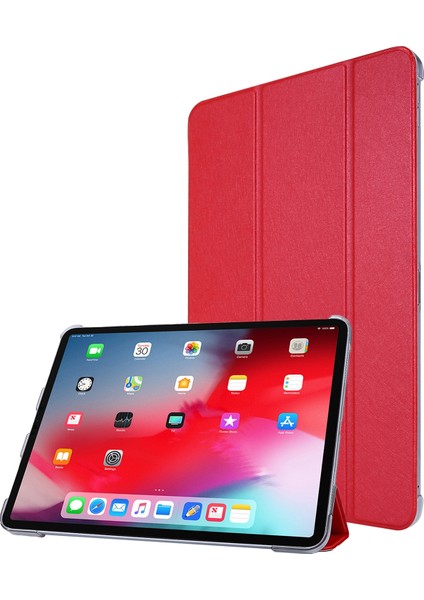 Ipad Air Için Ipek Doku Pu Deri Kılıf (2020) 10.9 (Kırmızı) (Yurt Dışından)
