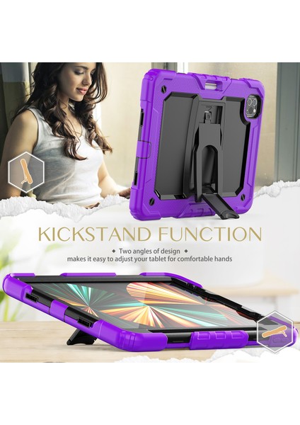 Silicone + Pc Tablet Case For iPad Pro 11 2021 / 2020 / 2018 (Mor) (Yurt Dışından) modelleri