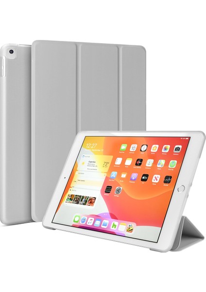 For iPad 10.2 2021 / 2020 / 2019 3-Folding Pu + Tpu Matte Soft Case (Grey) (Yurt Dışından)