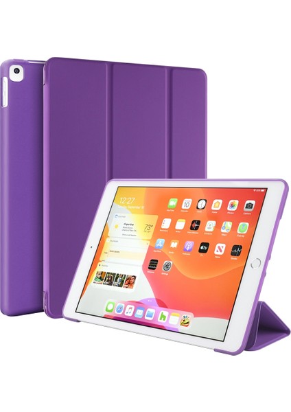 For iPad 10.2 2021 / 2020 / 2019 3-Folding Pu + Tpu Matte Soft Case (Purple) (Yurt Dışından)