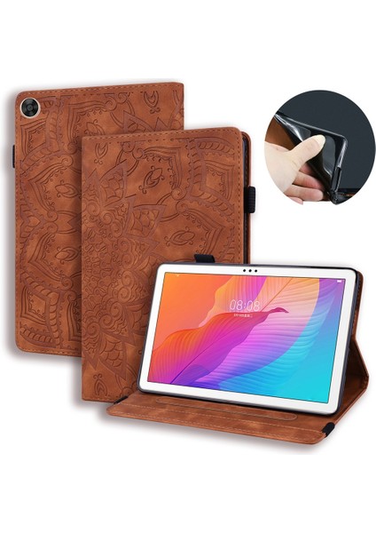 Ipad Air 2020 10.9 Kabartmalı Deri Çantası Için (Kahverengi) (Yurt Dışından)