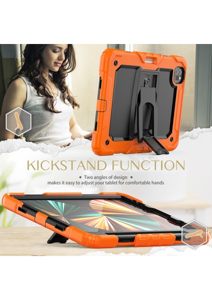 Silicone + Pc Tablet Case For iPad Pro 11 2021 / 2020 / 2018 (Turuncu) (Yurt Dışından) modelleri