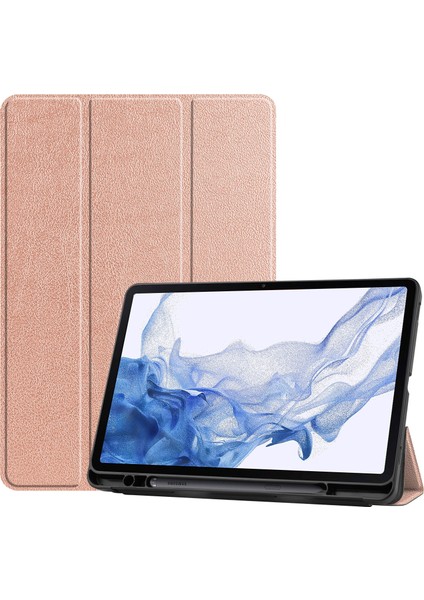 Three-Folding Tpu Tablet Case For Samsung Galaxy Tab S8 (Rose Gold) (Yurt Dışından)