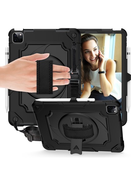 Ipad Air Için Silikon+Pc Kılıfı (2020) 10.9 / Pro 11 (2020) (Siyah) (Yurt Dışından)