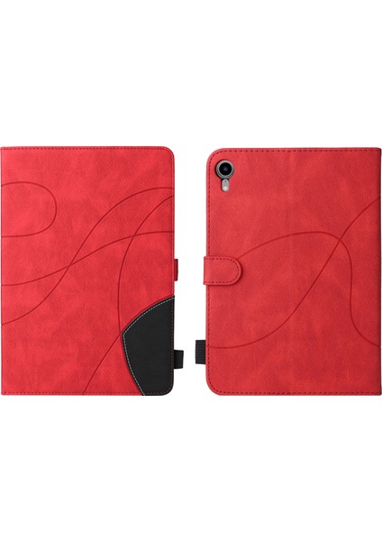 Ipad Mini 6 Için Çift Renkli Ekleme Deri Kasa (Kırmızı) (Yurt Dışından)
