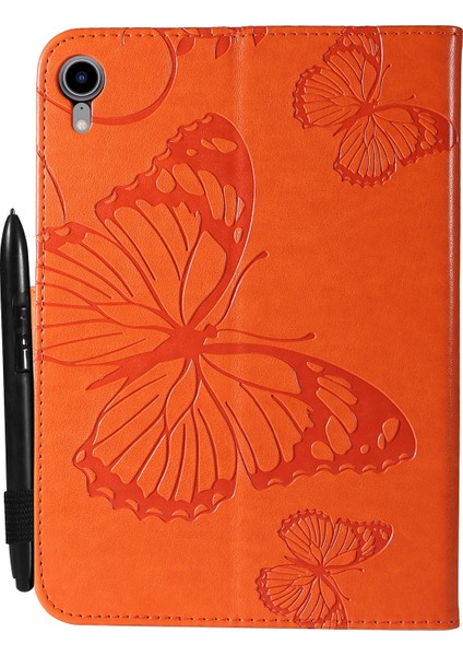 Ipad Mini 6 Için Baskı Baskı Kebek Desen Pu Kılıfı (Turuncu) (Yurt Dışından) modelleri