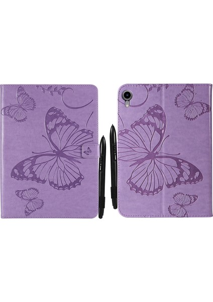 Ipad Mini 6 Için Baskı Baskı Kebek Desen Pu Kılıfı (Mor) (Yurt Dışından)