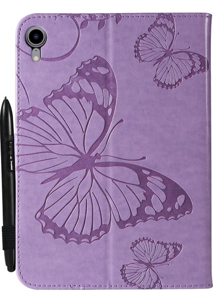 Ipad Mini 6 Için Baskı Baskı Kebek Desen Pu Kılıfı (Mor) (Yurt Dışından) modelleri