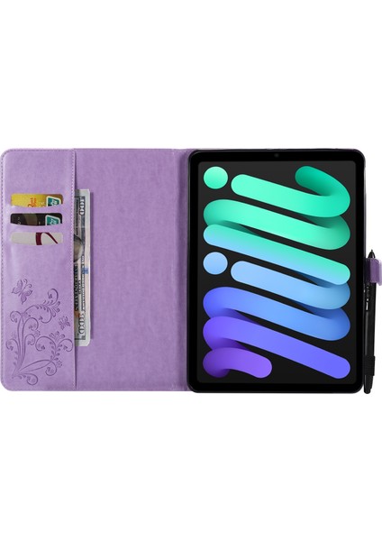 Ipad Mini 6 Için Baskı Baskı Kebek Desen Pu Kılıfı (Mor) (Yurt Dışından) fırsatları