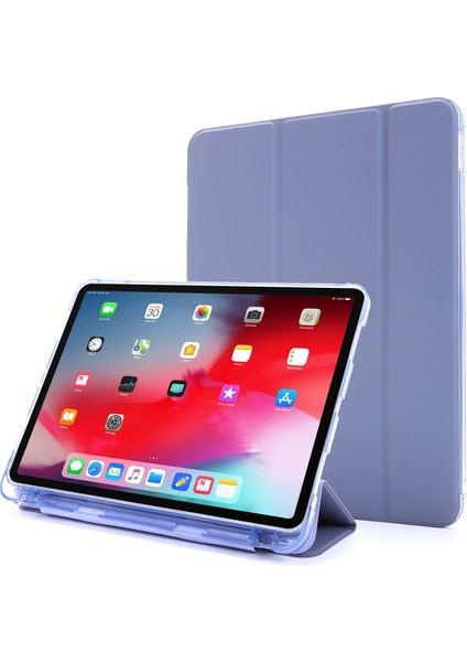 IPAD Pro Için 3 Katlı Pu + Tpu Kılıf 12.9 2021 (Purple) (Yurt Dışından)