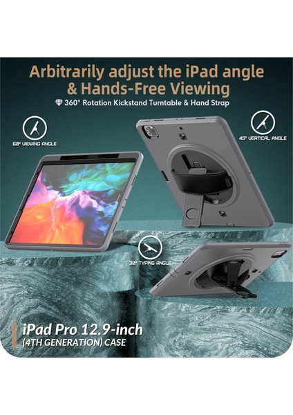 IPAD Pro Için Tpu + Pc Tablet Kılıfı 12.9 2021/2020/2018 (Grey) (Yurt Dışından) fiyatları